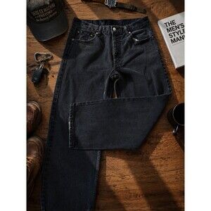 Levi's 550 Jeans Men 36x30 Black Denim Cotton High Rise Relaxed Fit Straight Leg